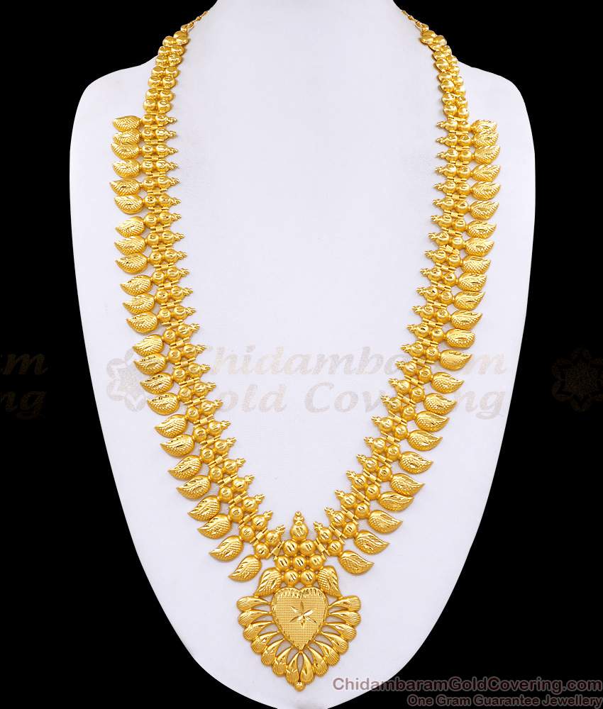 Matte Gold Leaf Design Traditional South Indian Haram for Women HR3516 Matte Gold Leaf Design Traditional South Indian Haram for Women HR3516