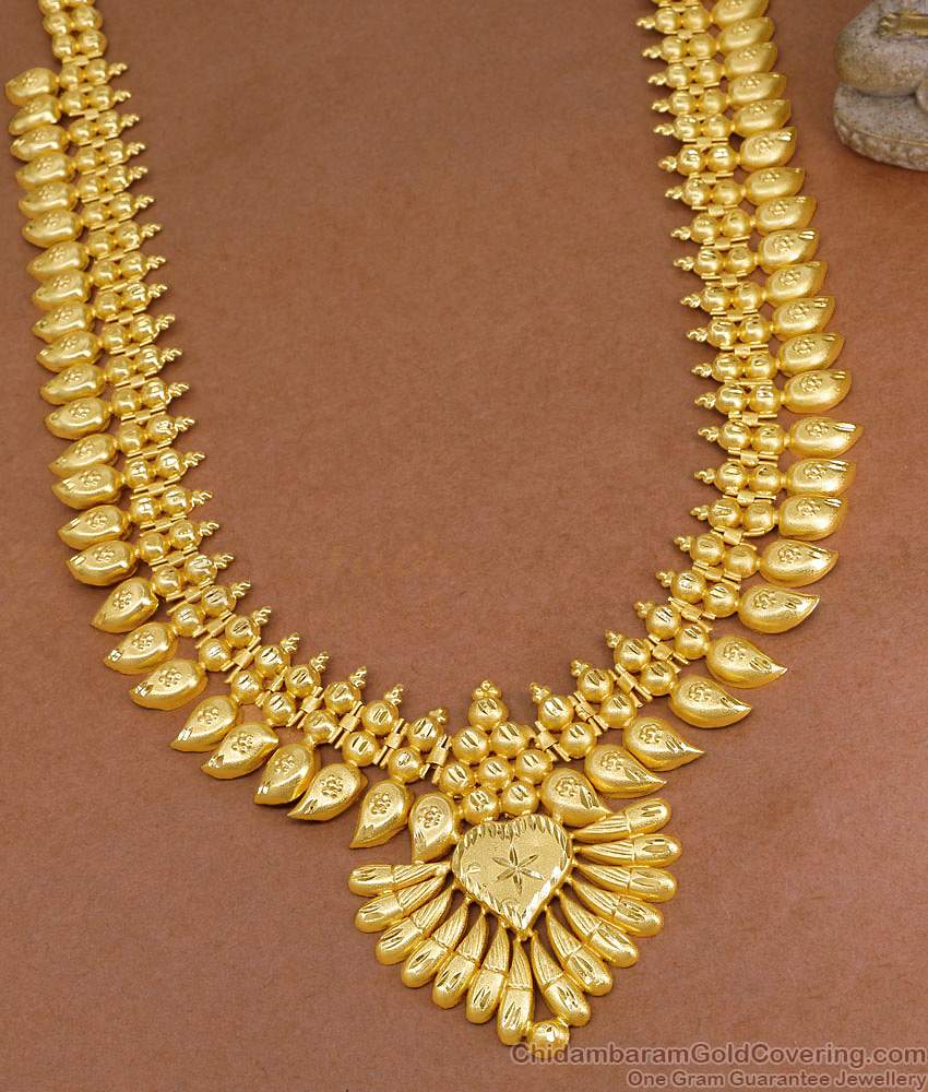 Kerala Bridal Forming Gold Long Haram Mango Design Shop Online HR3517 Kerala Bridal Forming Gold Long Haram Mango Design Shop Online HR3517