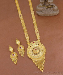 Latest Dubai Gold Long Ruby White Stone Haram Earring Combo Set HR3520 Latest Dubai Gold Long Ruby White Stone Haram Earring Combo Set HR3520