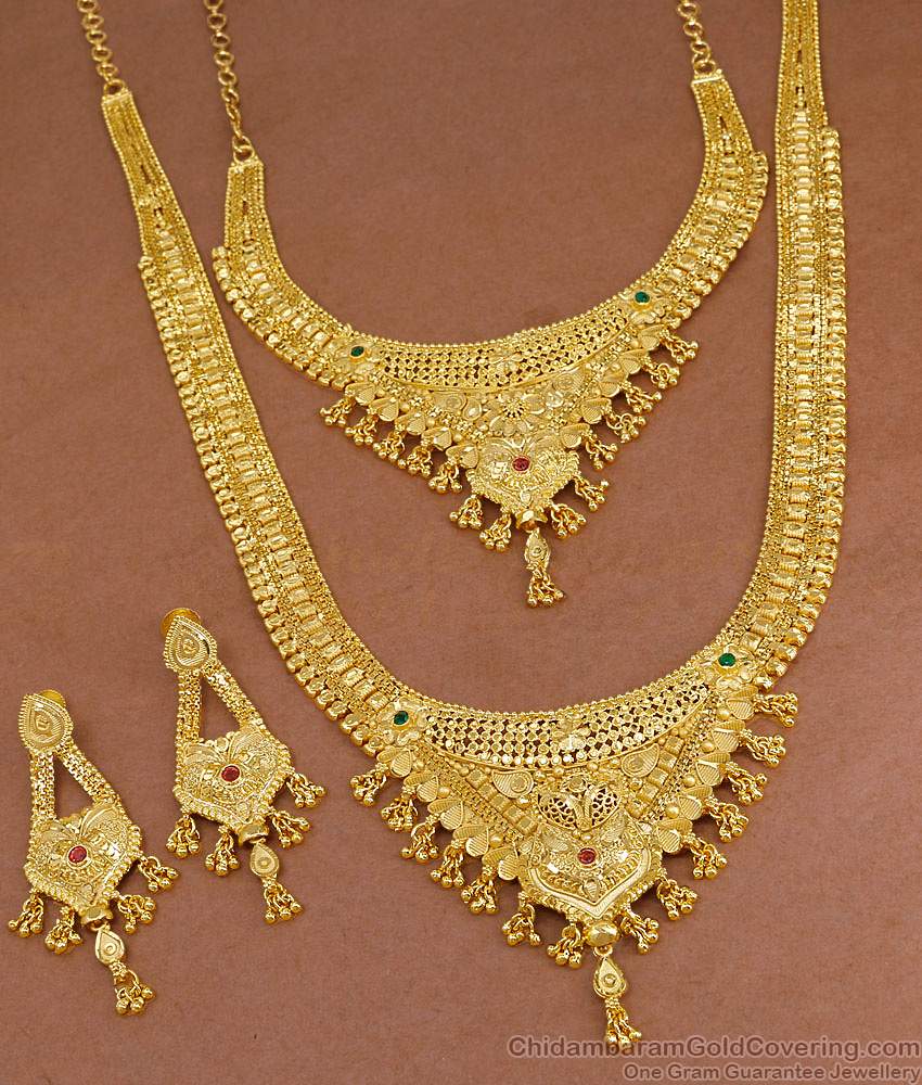 High Quality Micro Gold Polish Haram Necklace Kerala Wedding Jewelry HR3526 High Quality Micro Gold Polish Haram Necklace Kerala Wedding Jewelry HR3526