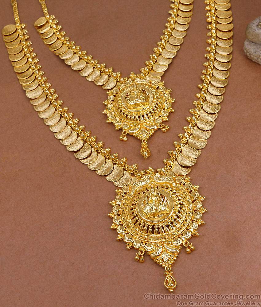 New Arrival One Gram Gold Lakshmi Coin Haram Necklace Bridal Jewelry HR3527 New Arrival One Gram Gold Lakshmi Coin Haram Necklace Bridal Jewelry HR3527