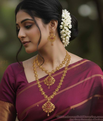 Bridal Set Ruby Stone Peacock Haram Necklace Design Shop Online HR3528