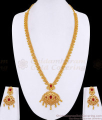 Stylish Ad Stone Gold Imitation Haram Earring With Ruby Gemstone HR3529 Stylish Ad Stone Gold Imitation Haram Earring With Ruby Gemstone HR3529