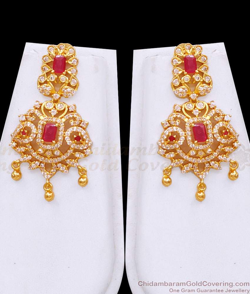 Stylish Ad Stone Gold Imitation Haram Earring With Ruby Gemstone HR3529 Stylish Ad Stone Gold Imitation Haram Earring With Ruby Gemstone HR3529