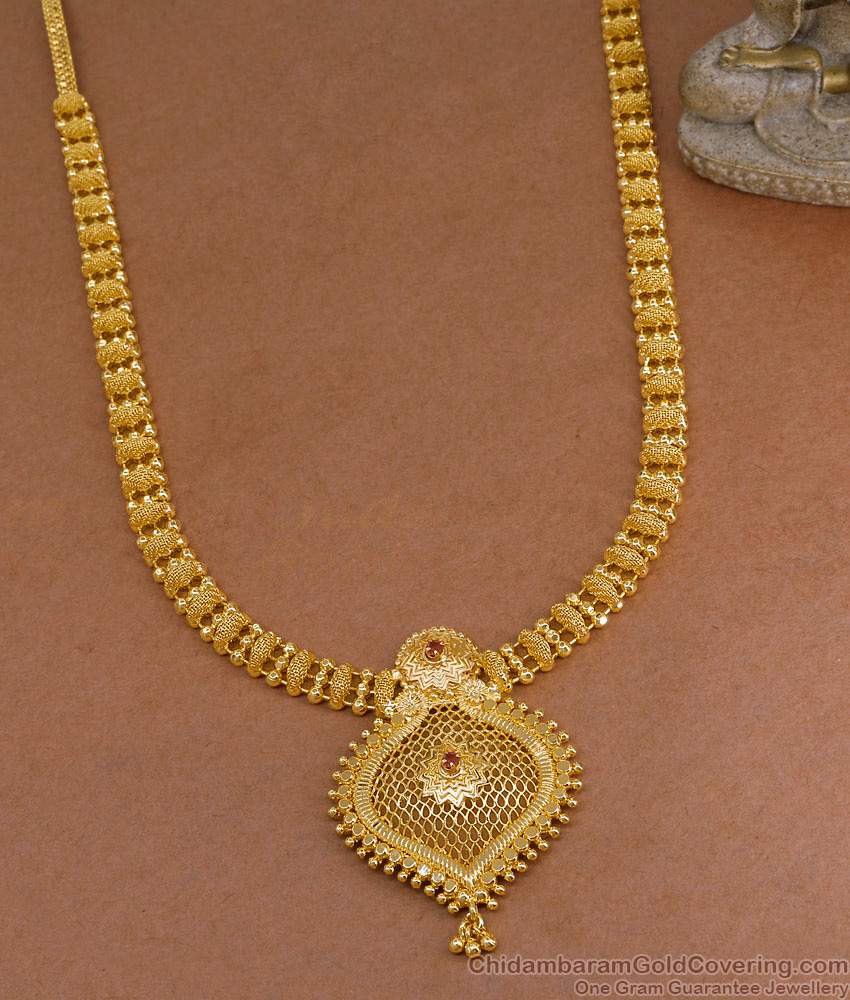 New Arrival Ruby Stone Net Pattern Gold Haram Collection For Wedding HR3538 New Arrival Ruby Stone Net Pattern Gold Haram Collection For Wedding HR3538