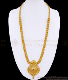 New Arrival Ruby Stone Net Pattern Gold Haram Collection For Wedding HR3538