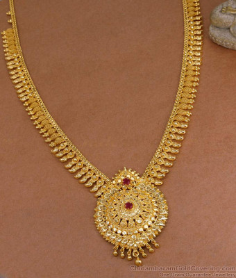 New Model Micro Gold Polish Mango Haram Net Pattern With Ruby Stone HR3540