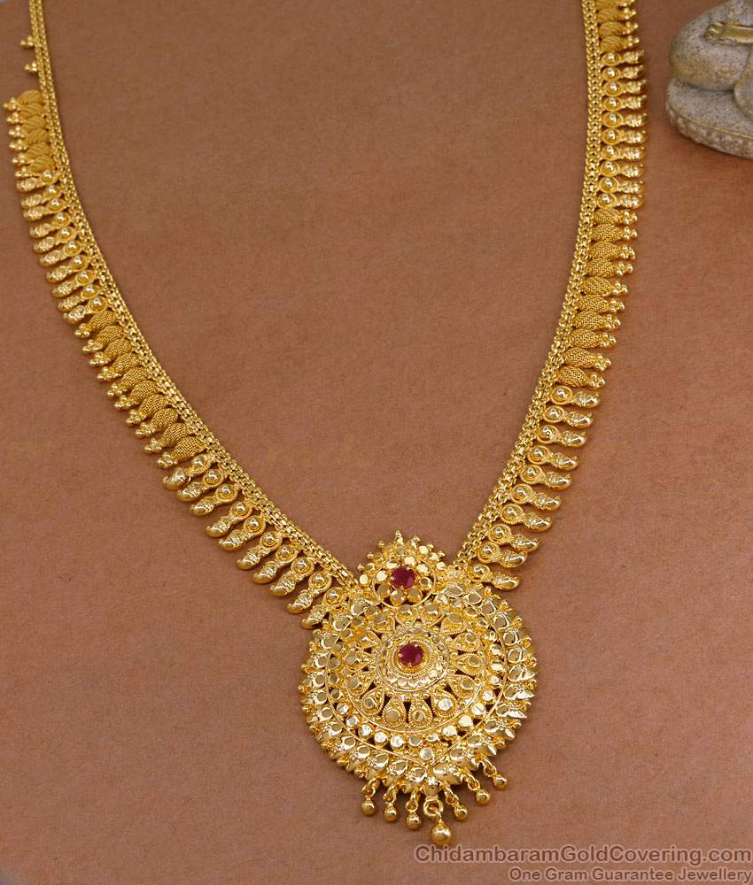 New Model Micro Gold Polish Mango Haram Net Pattern With Ruby Stone HR3540 New Model Micro Gold Polish Mango Haram Net Pattern With Ruby Stone HR3540