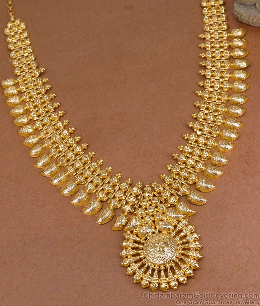 Grand Look Mango Design Gold Plated Kerala Haram Bridal Jewelry HR3544 Grand Look Mango Design Gold Plated Kerala Haram Bridal Jewelry HR3544