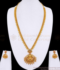Latest One Gram Gold Ad Stone Haram Lakshmi Design With Jhumkas For Wedding HR3546