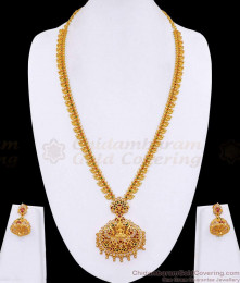 Latest One Gram Gold Ad Stone Haram Lakshmi Design With Jhumkas For Wedding HR3546
