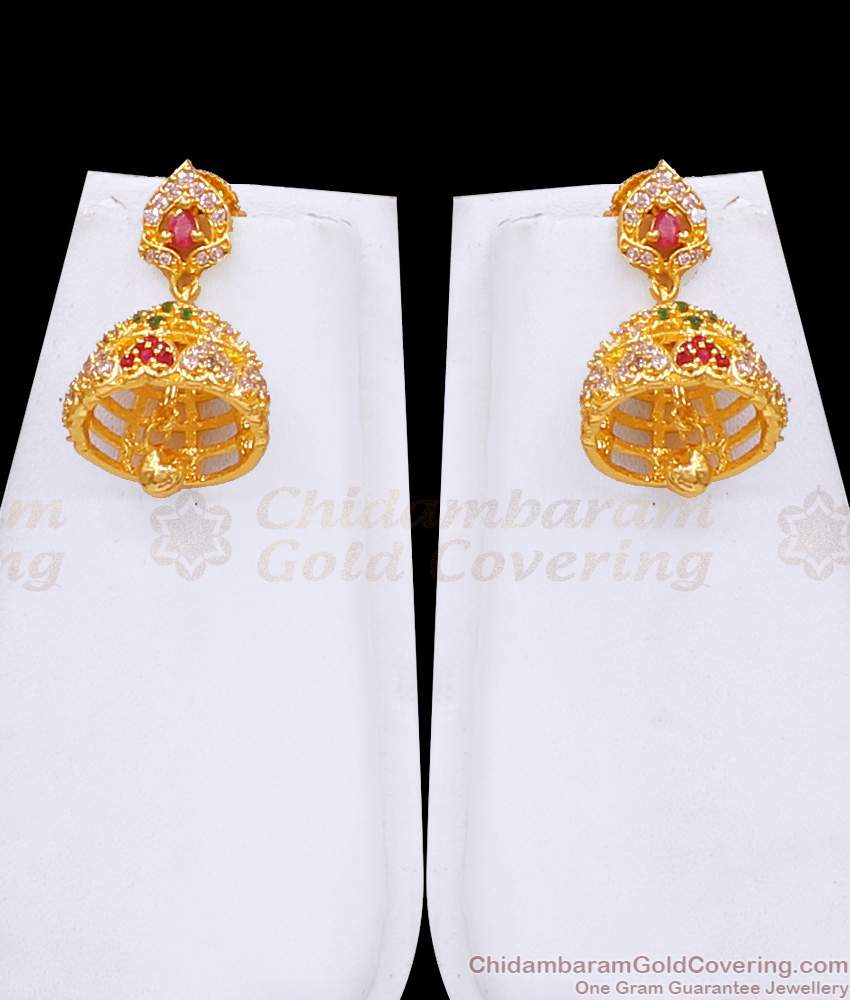 Latest One Gram Gold Ad Stone Haram Lakshmi Design With Jhumkas For Wedding HR3546 Latest One Gram Gold Ad Stone Haram Lakshmi Design With Jhumkas For Wedding HR3546