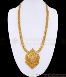 Single White Stone Gold Imitation Haram Kerala Bridal Jewelry HR3549 Single White Stone Gold Imitation Haram Kerala Bridal Jewelry HR3549