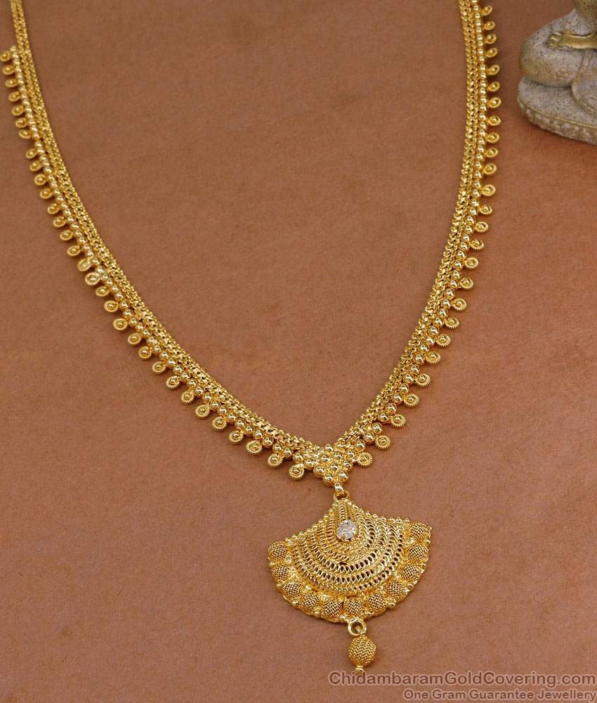 New Model Micro Gold Polish Haram White Stone Kerala Pattern HR3550 New Model Micro Gold Polish Haram White Stone Kerala Pattern HR3550