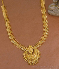 Latest Bridal Wear Gold Plated Haram Leaf Design Without Stone HR3552