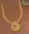 Latest Mango Design One Gram Gold Long Haram With Ruby Stone HR3558