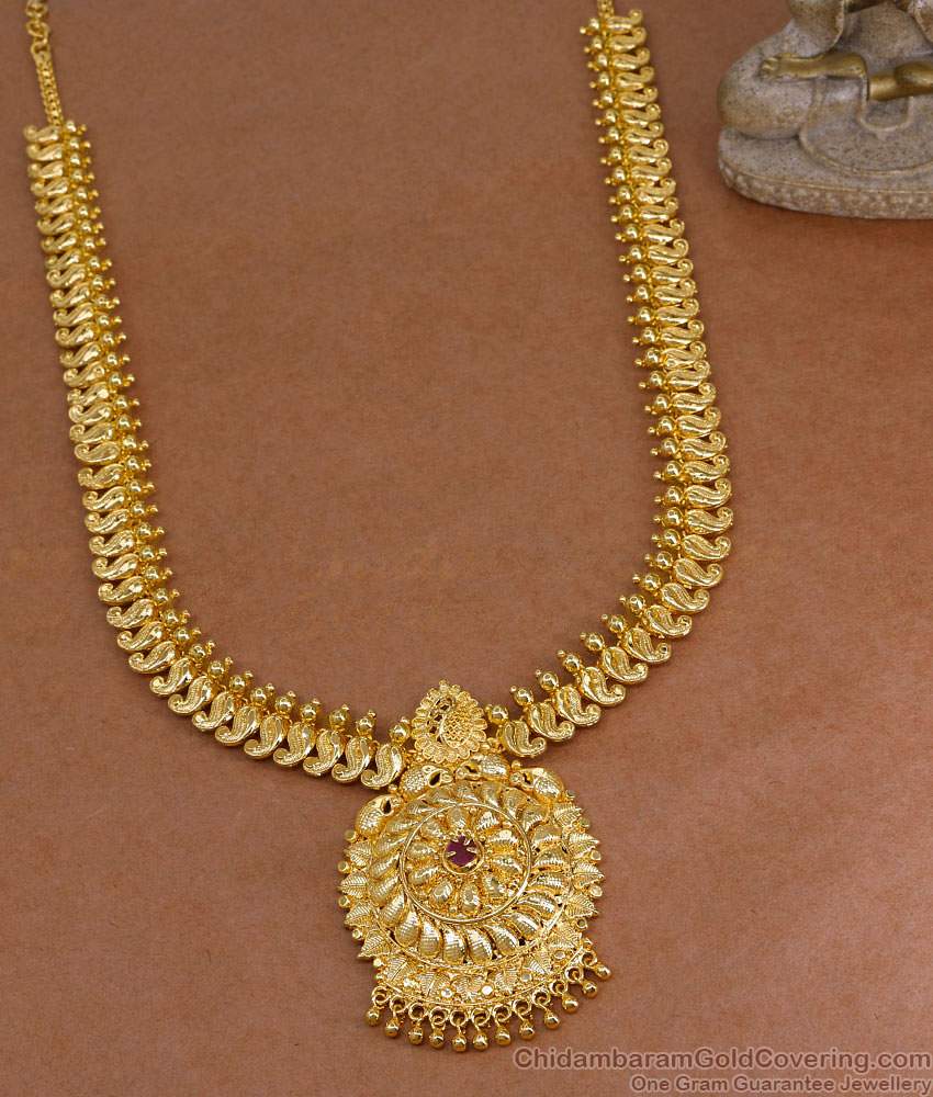 High Quality Gold Imitation Mango Haram Ruby Stone Bridal Jewelry HR3559