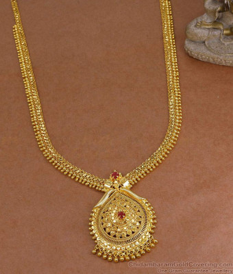 Kerala Mullai Pattern Gold Imitation Long Haram Wedding Jewelry Online HR3561