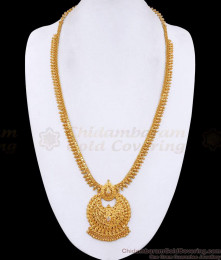 Beautiful White Stone Gold Plated Long Haram Collection For Wedding HR3562