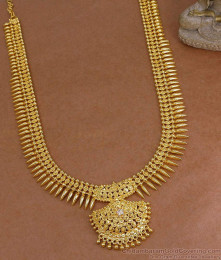 Real Gold Look Mullaipoo Gold Haram White Stone Design Shop Online HR3564