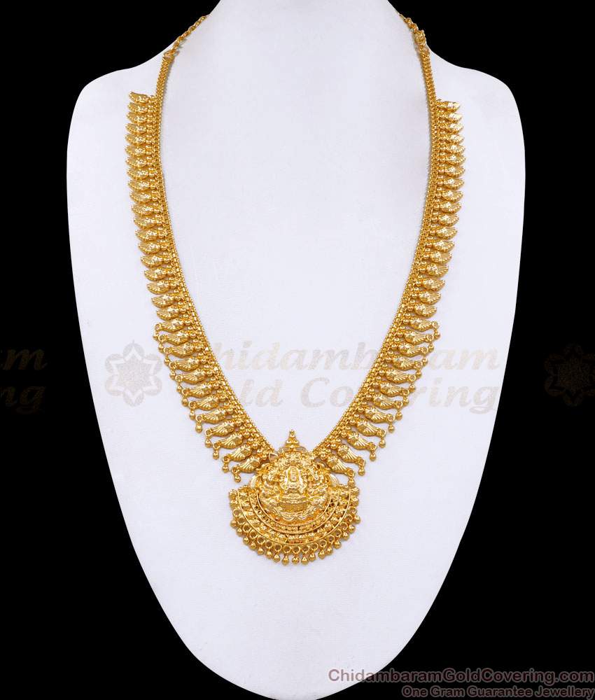 High Quality Micro Gold Plated Lakshmi Haram Mullaipoo Design Online HR3567 High Quality Micro Gold Plated Lakshmi Haram Mullaipoo Design Online HR3567