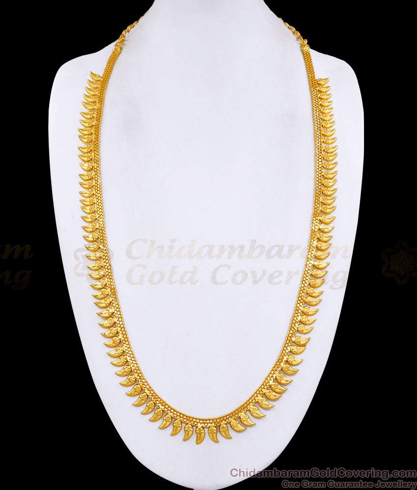 Plain Mullaipoo Design Forming Gold Long Haram Women Bridal Wear Collection HR3569