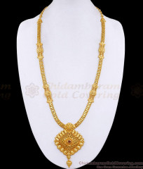 High Quality Two Gram Gold Ruby Stone Long Haram Mango Design For Women HR3571