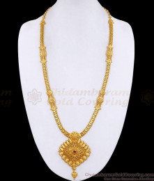 High Quality Two Gram Gold Ruby Stone Long Haram Mango Design For Women HR3571