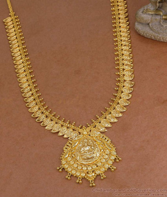 Traditional Lakshmi Coin Pattern Mango Haram One Gram Gold Jewelry Online HR3572