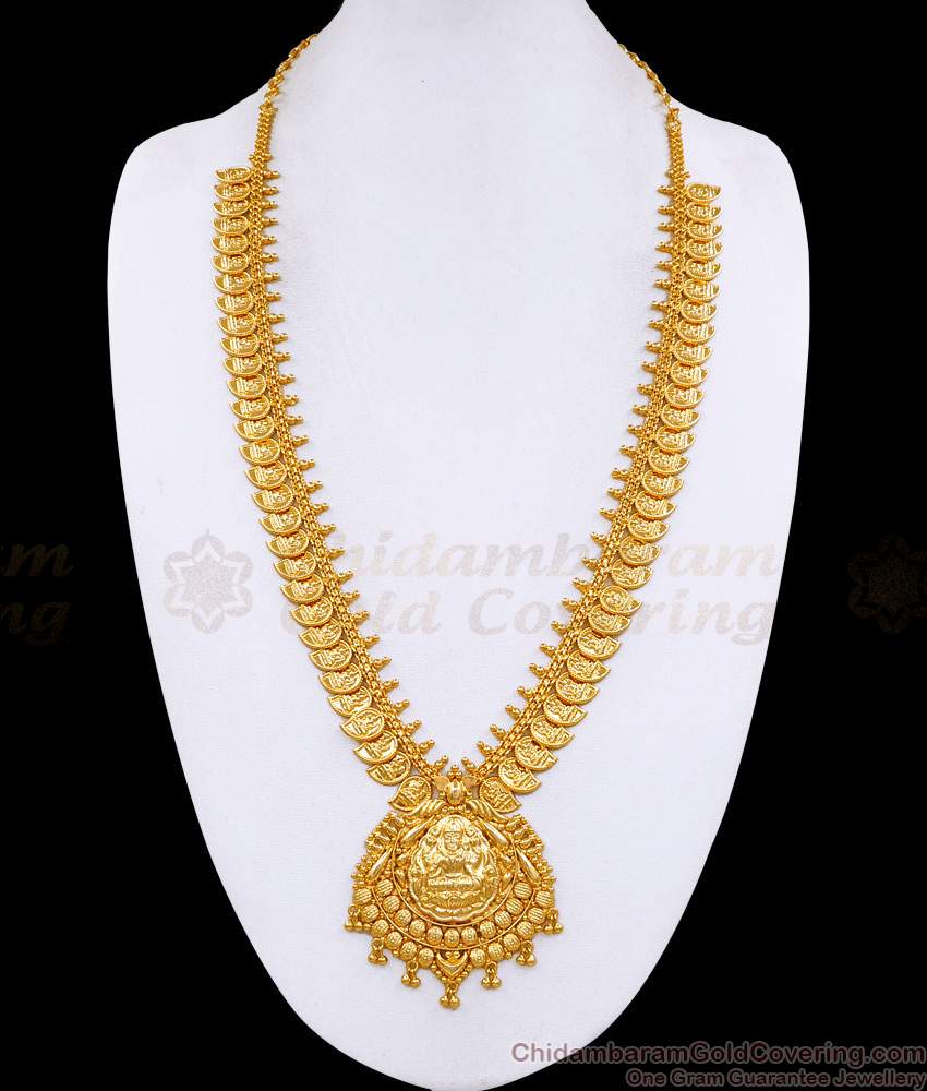 Traditional Lakshmi Coin Pattern Mango Haram One Gram Gold Jewelry Online HR3572 Traditional Lakshmi Coin Pattern Mango Haram One Gram Gold Jewelry Online HR3572