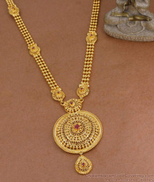 Classic Round Pendant Design Gold Imitation Haram 3 Line Bridal Jewelry HR3585