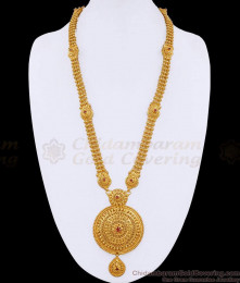 Classic Round Pendant Design Gold Imitation Haram 3 Line Bridal Jewelry HR3585