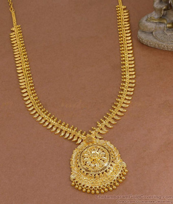 Latest Micro Gold Polish Long Haram Mullaipoo Design For Bridal Wear HR3587