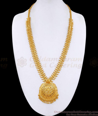 Latest Micro Gold Polish Long Haram Mullaipoo Design For Bridal Wear HR3587