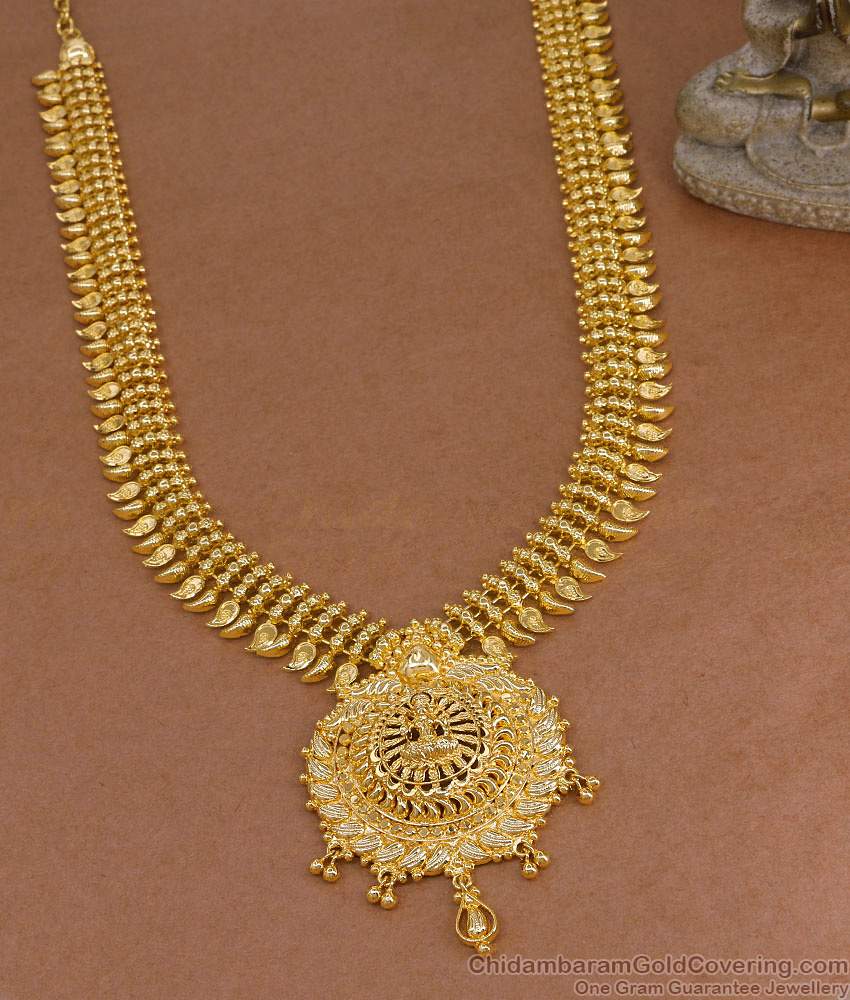 High Quality Lakshmi Design Gold Plated Long Haram Wedding Collections HR3588 High Quality Lakshmi Design Gold Plated Long Haram Wedding Collections HR3588