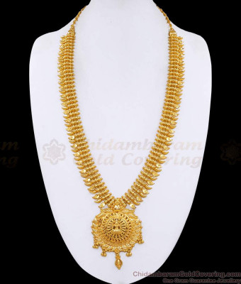 High Quality Lakshmi Design Gold Plated Long Haram Wedding Collections HR3588