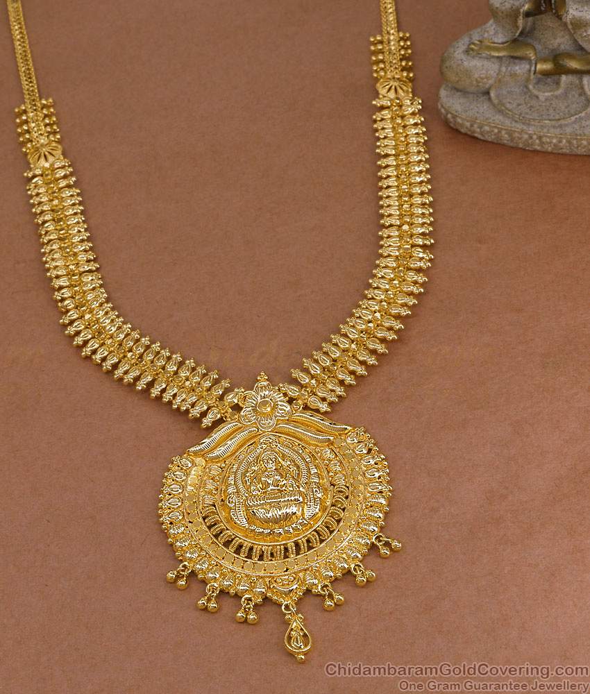 Traditional Lakshmi Design Gold Plated Long Haram Mullaipoo Malai Jewelry HR3590 Traditional Lakshmi Design Gold Plated Long Haram Mullaipoo Malai Jewelry HR3590