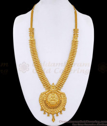 Traditional Lakshmi Design Gold Plated Long Haram Mullaipoo Malai Jewelry HR3590