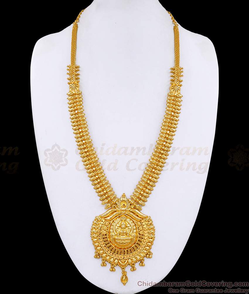 Traditional Lakshmi Design Gold Plated Long Haram Mullaipoo Malai Jewelry HR3590 Traditional Lakshmi Design Gold Plated Long Haram Mullaipoo Malai Jewelry HR3590