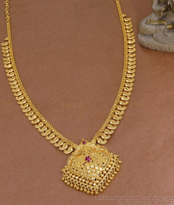 Grand Look Ruby Stone Gold Plated Mango Haram Wedding Jewelry HR3591