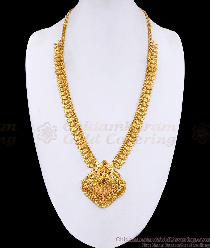 Grand Look Ruby Stone Gold Plated Mango Haram Wedding Jewelry HR3591