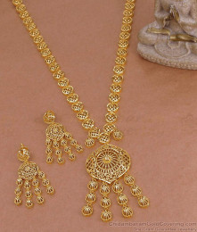 Buy Two Gram Gold Long Arabic Haram With Earring Dubai Gold Jewelry HR3594