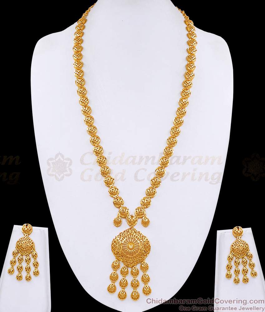 Buy Two Gram Gold Long Arabic Haram With Earring Dubai Gold Jewelry HR3594