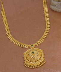 Beautiful One Gram Gold Mango Haram Emerald Stone Design Online HR3596 Beautiful One Gram Gold Mango Haram Emerald Stone Design Online HR3596