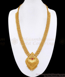 Single Ruby Stone 1 Gram Gold Mullai Arumbu Haram Wedding Jewelry HR3605 Single Ruby Stone 1 Gram Gold Mullai Arumbu Haram Wedding Jewelry HR3605