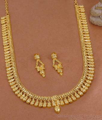New Arrival Micro Gold Plated Mullaipoo Kerala Haram With Matching Earring HR3606
