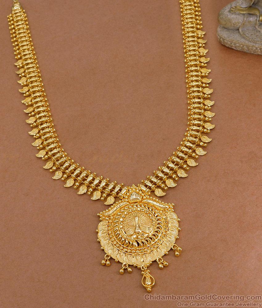 Premium MIcro Gold Plated Peacock Haram Mango Design For Wedding HR3615