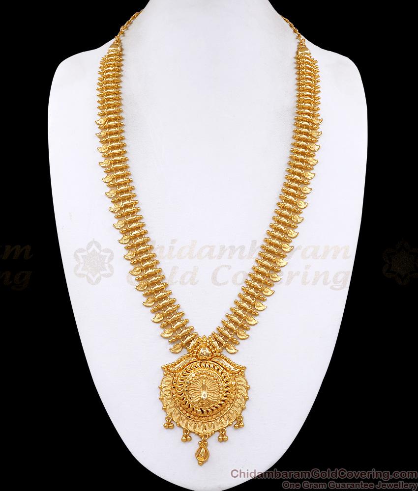 Premium MIcro Gold Plated Peacock Haram Mango Design For Wedding HR3615