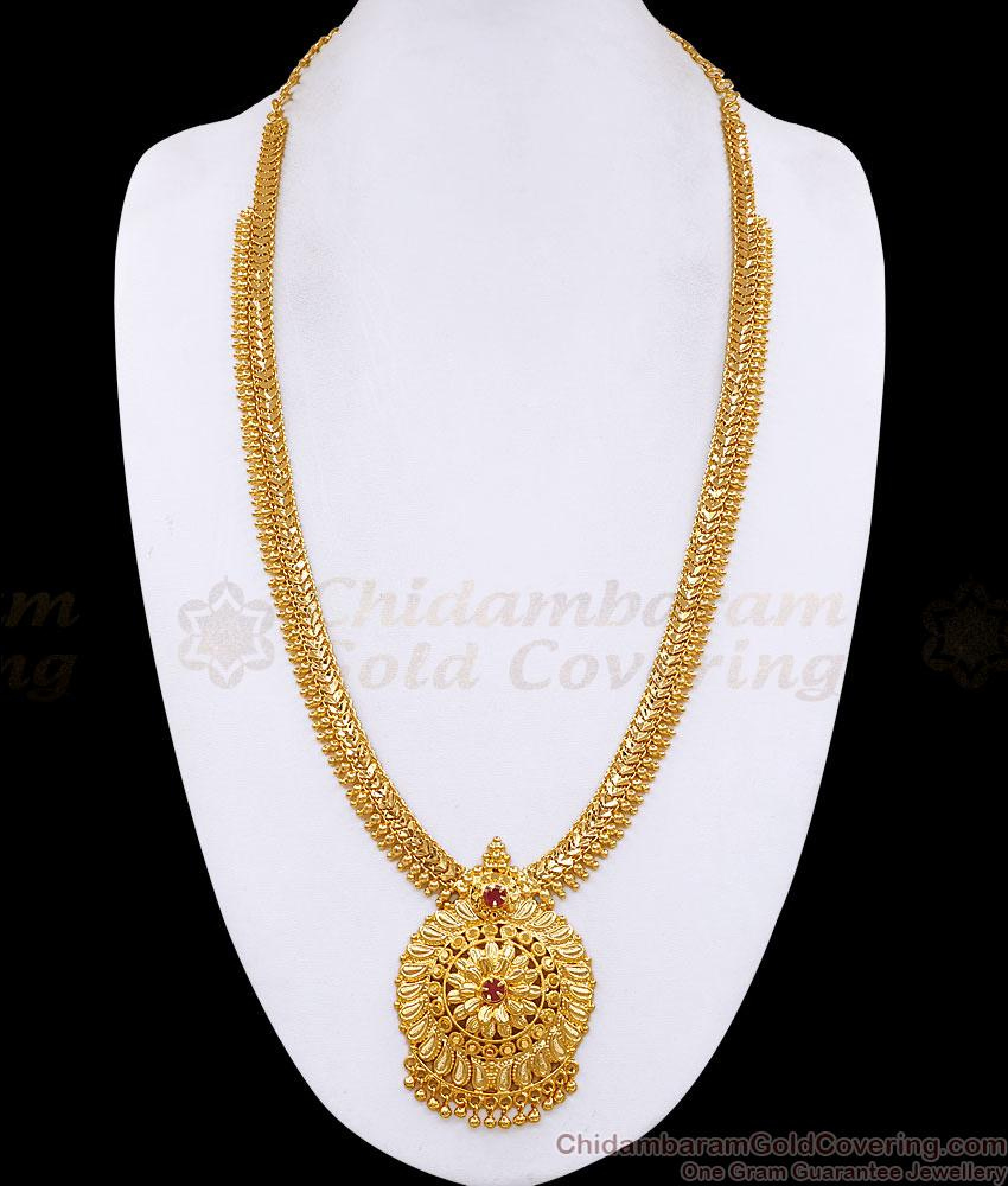 Foral Design Ruby Beautiful Floral Design Ruby Stone Gold Imitation Haram Heart Pattern ...