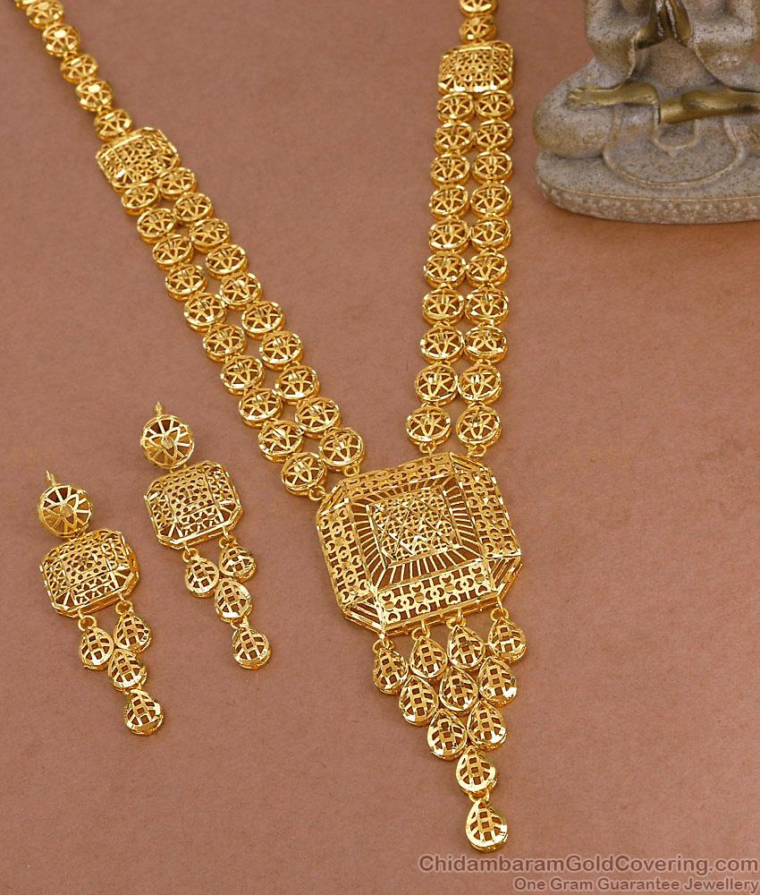 High Quality Two Gram Gold Haram Earring Set Dubai Wedding Jewelry HR3620